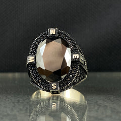 Oval Black Onyx Stone 925 Sterling Silver Men Handmade Ring