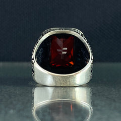 Red Ruby Stone 925 Solid Silver Men Handmade Ring