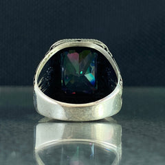 Anillo de plata maciza de piedra esmeralda 925, anillo de piedra preciosa esmeralda verde 