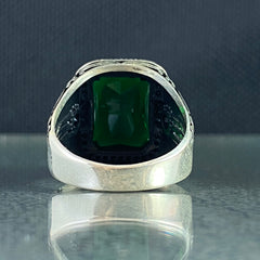 Anillo de plata maciza de piedra esmeralda 925, anillo de piedra preciosa esmeralda verde 