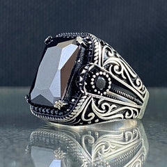 Black Onyx Gemstone 925 Sterling Silver Men Handmade Ring