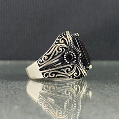 Black Onyx Gemstone 925 Sterling Silver Men Handmade Ring