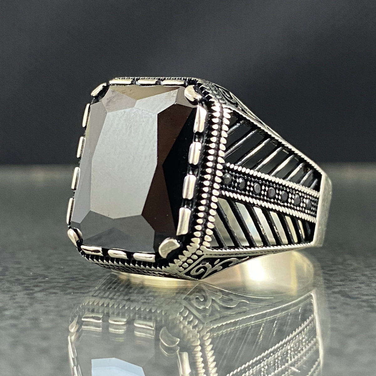 Black Onyx Stone 925 Sterling Silver Men Handmade Ring