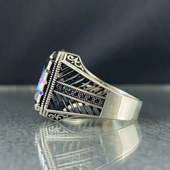 Mystic Topaz 925 Solid Silver Handmade Men Ring