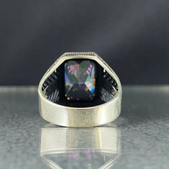 Mystic Topaz 925 Solid Silver Handmade Men Ring