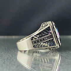 Mystic Topaz 925 Solid Silver Handmade Men Ring