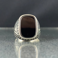 Black Onyx Stone 925 Sterling Silver Men Handmade Ring