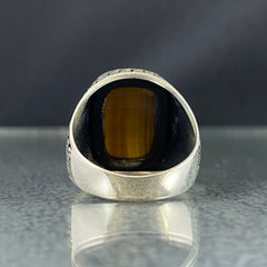 Brown Tiger Eye Stone 925 Sterling Silver Handmade Men Ring