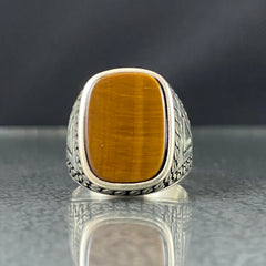 Brown Tiger Eye Stone 925 Sterling Silver Handmade Men Ring