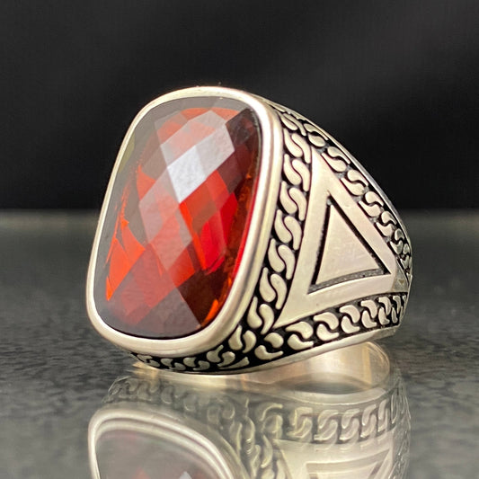 Red Ruby Gemstone Original 925 Silver Handmade Ring