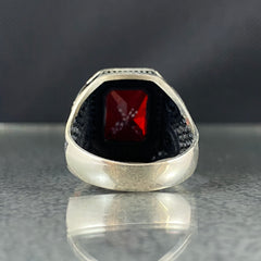 Red Ruby Stone 925 Solid Silver Handmade Men Ring