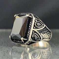 Black Onyx Gemstone 925 Sterling Silver Handmade Men Ring