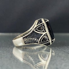 Black Onyx Gemstone 925 Sterling Silver Handmade Men Ring