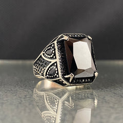 Black Onyx Gemstone 925 Sterling Silver Handmade Men Ring