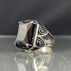 Black Onyx Gemstone 925 Sterling Silver Handmade Men Ring