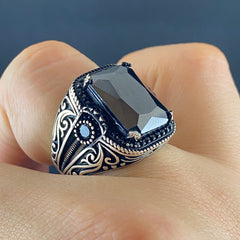 Black Onyx Gemstone 925 Sterling Silver Men Handmade Ring