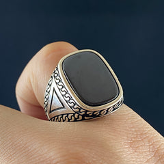 Black Onyx Stone 925 Sterling Silver Men Handmade Ring