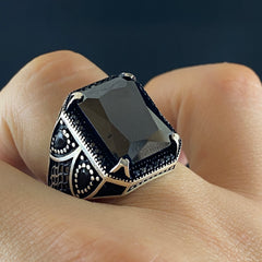 Black Onyx Gemstone 925 Sterling Silver Handmade Men Ring