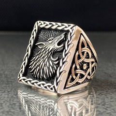 Wolf Handmade 925 Sterling Silver Men Ring