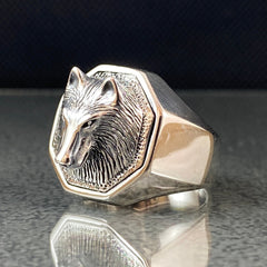 3D Wolf Animal 925 Sterling Silver Handmade Ring