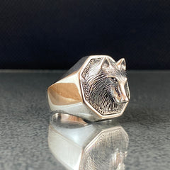 3D Wolf Animal 925 Sterling Silver Handmade Ring