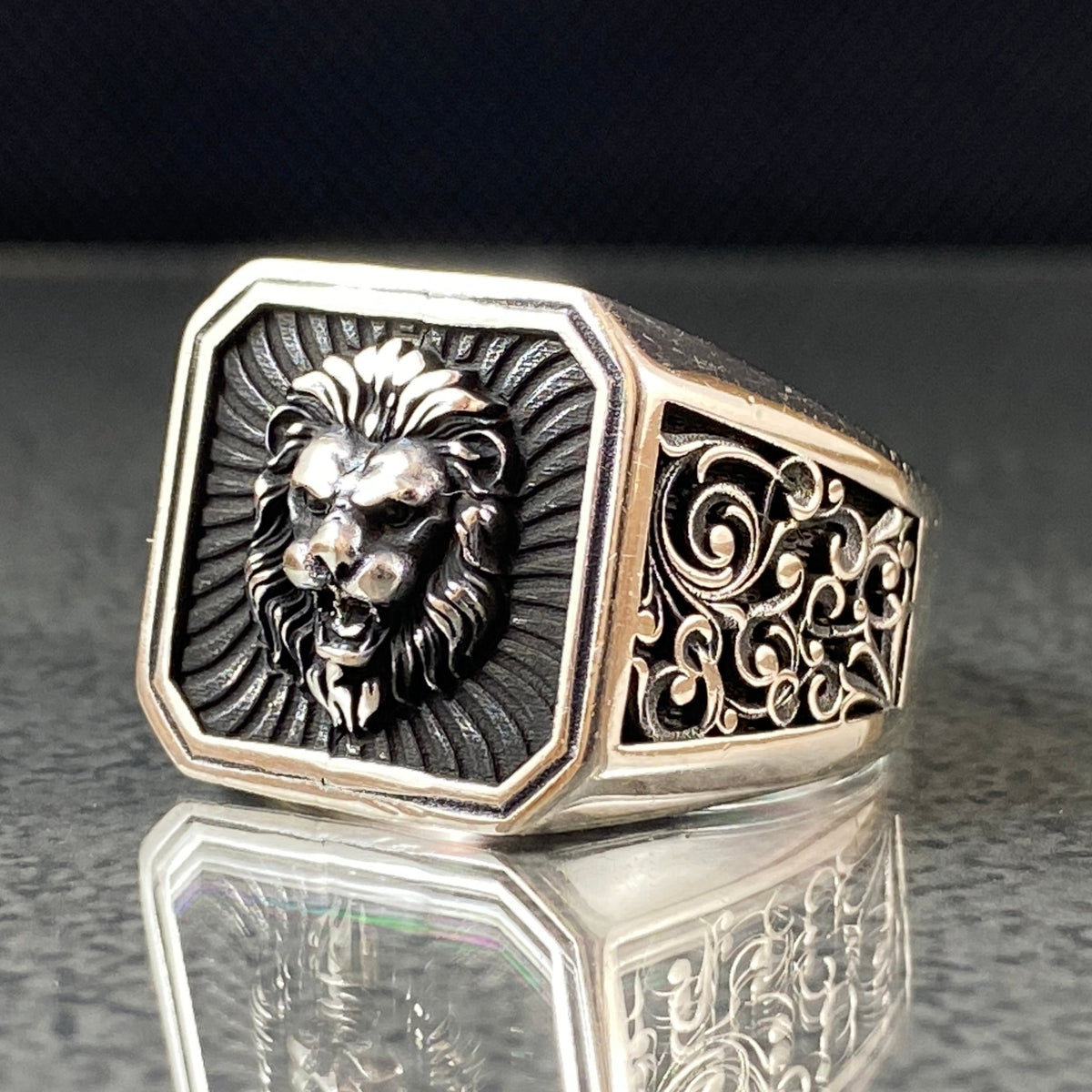 Men Handmade Lion 925 Sterling Silver Ring