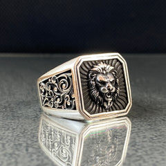 Men Handmade Lion 925 Sterling Silver Ring