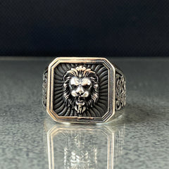 Men Handmade Lion 925 Sterling Silver Ring