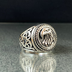 Eagle Head 925 Sterling Silver Men Ring