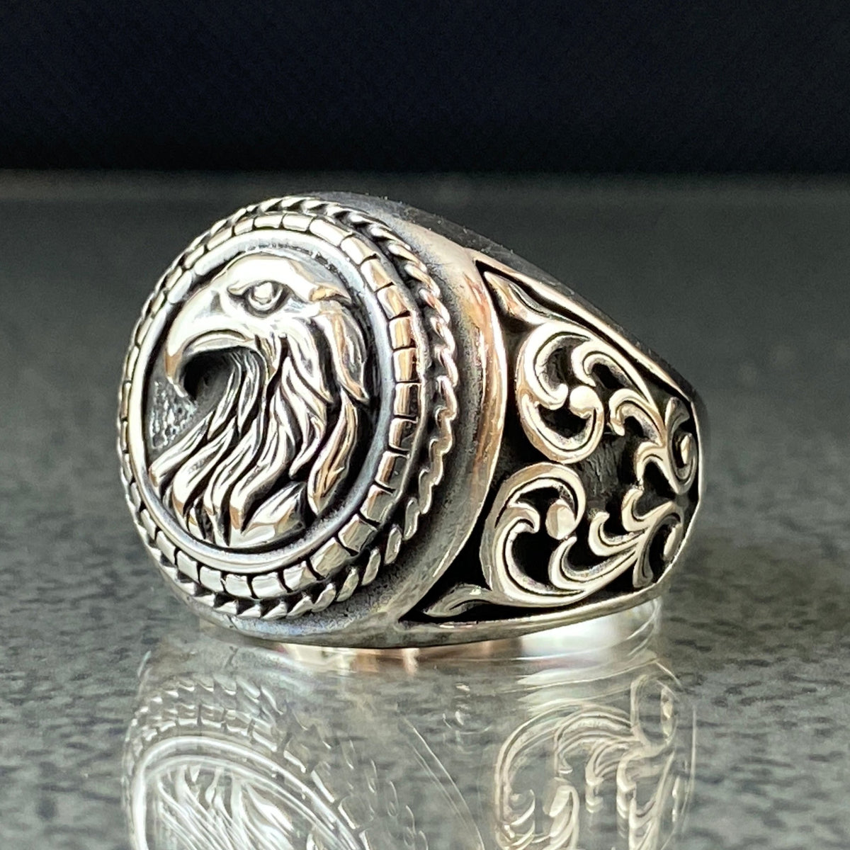 Eagle Head 925 Sterling Silver Men Ring