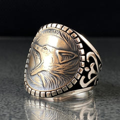 Angry Wolf 925 Sterling Silver Ring For Men