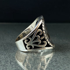 Angry Wolf 925 Sterling Silver Ring For Men