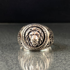 Lion Animal 925 Sterling Silver Men Ring