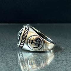 Compass 925 Sterling Silver Handmade Ring, Gift Jewelry For Sailor