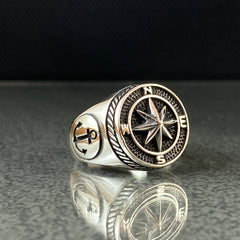 Compass 925 Sterling Silver Handmade Ring, Gift Jewelry For Sailor