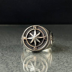 Compass 925 Sterling Silver Handmade Ring, Gift Jewelry For Sailor