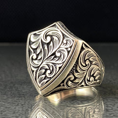 Hand Engraved 925 Solid Silver Men Ring