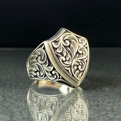 Hand Engraved 925 Solid Silver Men Ring