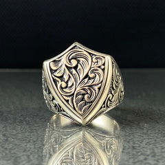 Hand Engraved 925 Solid Silver Men Ring