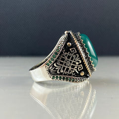 Green Agate Gemstone 925 Solid Silver Ring