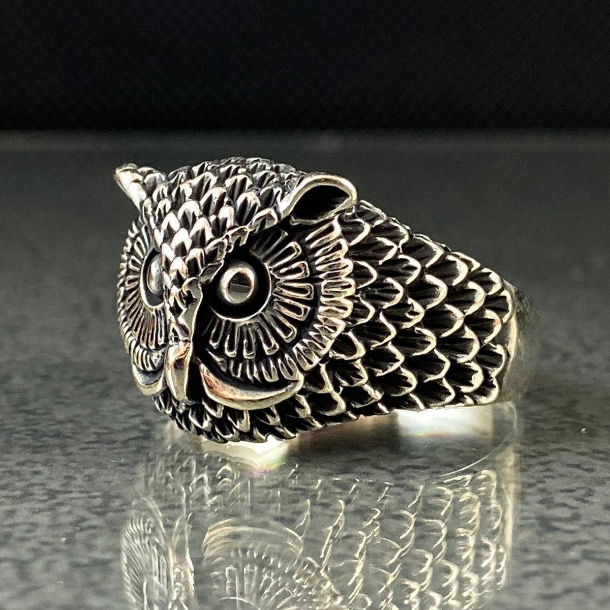 Owl Animal 925 Sterling Silver Men Ring