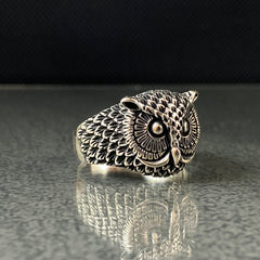 Owl Animal 925 Sterling Silver Men Ring