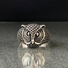 Owl Animal 925 Sterling Silver Men Ring