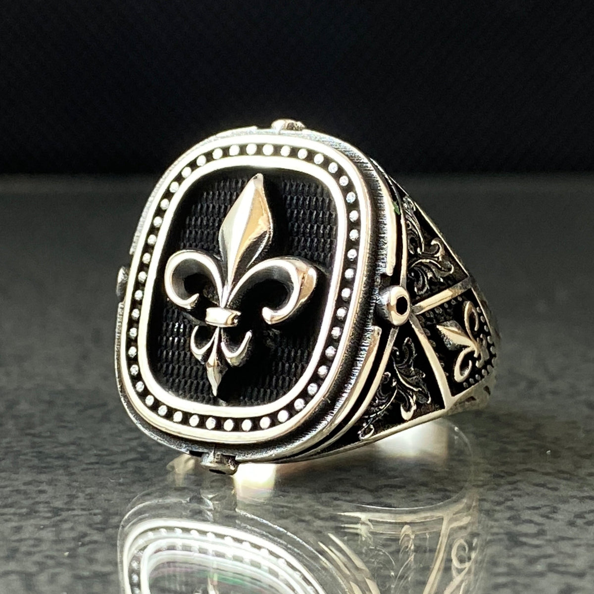 Fleur De Lis 925 Solid Silver Men Ring