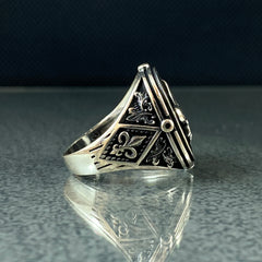 Fleur De Lis 925 Solid Silver Men Ring