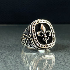 Fleur De Lis 925 Solid Silver Men Ring