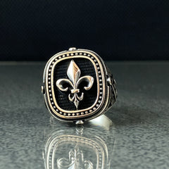 Fleur De Lis 925 Solid Silver Men Ring