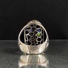 Oval Mystic Topaz 925 Sterling Silver Men Ring