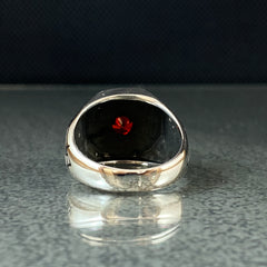 Red Gemstone 925 Solid Silver Handmade Ring For Men