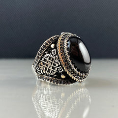 Classic Daily Men Ring 925 Sterling Silver Onyx Stone